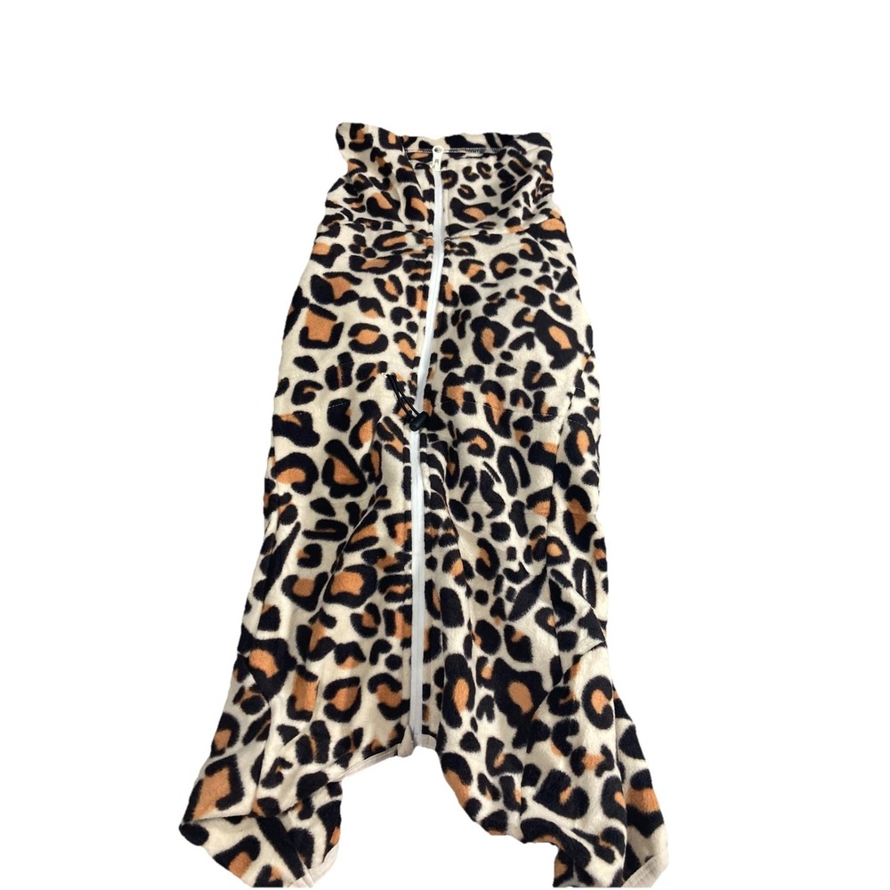 Warm‎ Fleece Leopard Print Dog Coat Jacket Medium Beige Brown Black